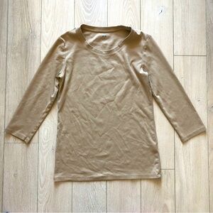 Uniqlo 3/4 Long Sleeve Crew Neck T Shirt in Beige Women’s Size XS